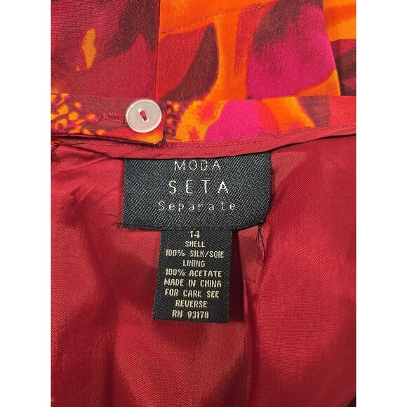 Dopamine Boho Chic Fairy Floral Cocktail Silk Pencil Skirt Womens 14 Pink Orange - Picture 5 of 7